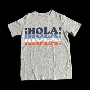Gray Kids T-Shirt with 'HOLA' Print